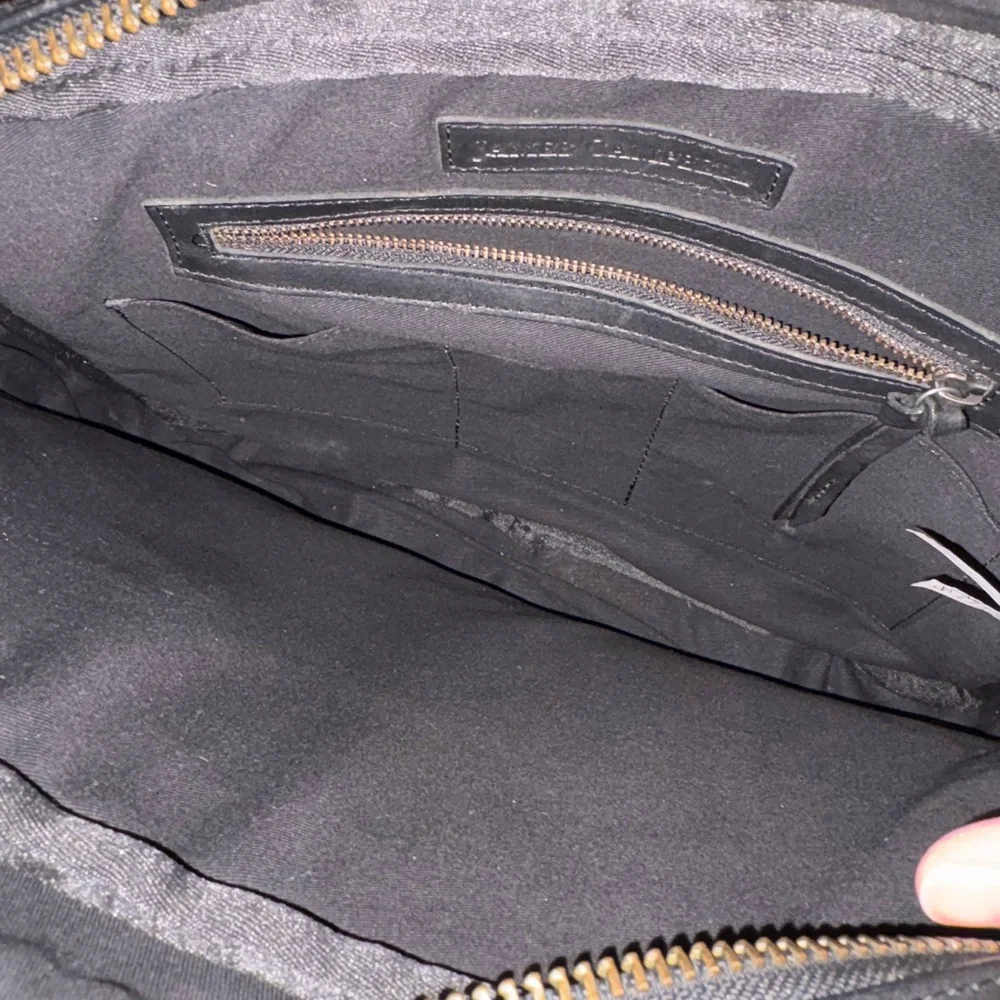 James Campbell Black Leather Laptop Bag